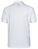 A white men's polo shirt featuring a logo, with a classic collar and short sleeves.