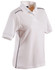 A ladies' pure cotton polo shirt in white with contrast piping along the seams. It features a collar and short sleeves.