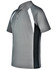 A grey and black men's tri-sport polo shirt featuring contrasting white panels and a logo.