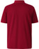 A red men's polo shirt featuring a collar and short sleeves, with a logo on the back.