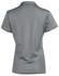 A grey women's polo shirt with a classic short sleeve design, featuring a back view and a logo.