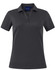 A grey short sleeve polo with a collar and three buttons, featuring a logo on the front.