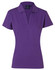 A purple ladies' polo shirt with a collared neckline and short sleeves, featuring a logo on the front.