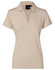 A beige ladies' polo shirt featuring a collar and a logo. Ideal for casual or sporty wear.