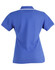 A blue polo shirt with a classic collar and short sleeves, featuring a logo on the front.