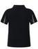 A black polo shirt for kids with grey side panels and a collar, featuring a logo on the back.