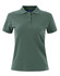 A ladies cotton stretch polo in a dark green hue, featuring a collared neck and button-up front.