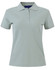A ladies cotton stretch polo in a light green shade, featuring a collar and a button-up front. It has a logo.