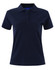 A ladies cotton stretch polo shirt in navy blue with a classic collar and a button placket. Features a small logo.