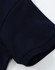 A navy blue ladies cotton stretch polo with a close-up view of the sleeve. It features a logo.