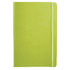 A green Ambassador Bound JournalBook with a smooth cover and an elastic closure. It features a simple design and branding.