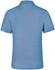 A blue polo shirt with a collar and short sleeves, featuring a logo on the back.