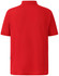 A bright red men's polo shirt with a classic collar and short sleeves, featuring a logo.