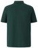 A green men's polo shirt featuring short sleeves and a collar, with a branding logo on the back.