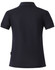 A navy blue ladies' polo shirt with a collared neckline and short sleeves, featuring a logo on the side.