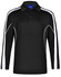 Men's long sleeve polo shirt in black with white side stripes and a collar. Features a logo on the chest.