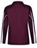 A maroon long sleeve polo shirt with white side panels and a logo. Features a classic collar design.