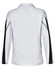 A long sleeve polo shirt in white with black accents and a logo. Back view showing mesh detail.
