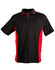 A black and red Men's TrueDry Contrast short-sleeve polo shirt with a collar and a logo.