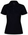 Ladies' Cooldry Textured Polo in black, featuring a collar, three buttons, and a logo on the front.