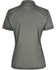 A grey ladies' polo shirt featuring contrast detailing on the sides and a collar. Designed with a logo.