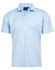 A light blue men's polo shirt with a collar, short sleeves, and a logo on the chest area.