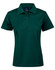 A dark green ladies' polo shirt with a collar and a logo on the chest. Features short sleeves and a classic fit.