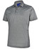 A grey short sleeve polo shirt with subtle white detailing and a logo on the collar.