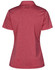 A red short sleeve polo shirt with a collar and a logo on the back.