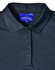 A navy bamboo charcoal polo shirt with a collar and four buttons, featuring a logo at the neckline.