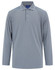 A long-sleeve polo shirt in light grey, featuring a collar and a logo on the chest.
