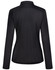 A black long-sleeve polo shirt for women with a fitted design and a collar, featuring a logo.