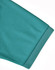 A close-up of a teal men's sustainable poly/cotton polo shirt sleeve with a branded label.