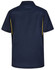 A navy blue kids' polo shirt with contrasting yellow side panels and a collar. It features a logo on the front.