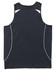 A black men's singlet featuring white accents and a logo, designed for casual wear.