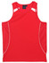 A red men's singlet featuring white detailing and a logo on the label.