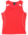 A red ladies' singlet featuring mesh panels and white accents, plus a logo on the design.