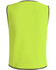 A bright yellow safety vest featuring grey trim and a simple design. It includes a logo.