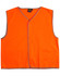 An orange Hi-Vis kid's safety vest with grey trim, featuring a logo on the inside. Suitable for safety wear.