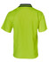 A bright high-visibility yellow safety polo shirt with short sleeves and a contrasting collar, featuring a logo.