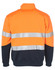 A long-sleeve, high-visibility fleece jumper in orange and navy, featuring silver reflective stripes and a collar.