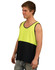A high-visibility safety singlet in bright yellow and black, with a logo on the front.