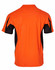 An orange and black men's safety polo shirt featuring a logo, with a short-sleeve design and a back view.