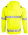 A bright yellow hooded softshell jacket featuring reflective 3M tape, designed for visibility in workwear.