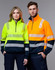 Biomotion VIC Rail Safety Jumper in hi-vis yellow and orange, featuring reflective stripes and a zip collar.