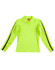 A long-sleeved hi-vis polo shirt in bright yellow-green with black detailing and a logo.