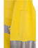 A bright yellow fleece jumper featuring reflective 3M tape and a pocket design. It has a logo on the garment.