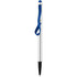 A silver stylus pen featuring a blue rubber grip and a clip for easy attachment.