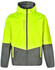 A Hi-Vis quilted safety jacket in bright yellow and grey with a hood and a front zip pocket. Features a logo.