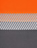 A segmented fabric featuring bright orange and grey tones with reflective stripes, ideal for work polo shirts.